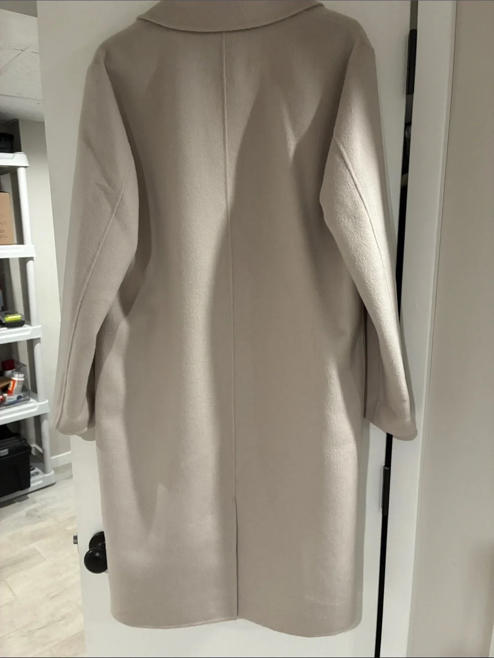 Lands' End Women's Single-Button Wool-Blend Coat in Light Taupe